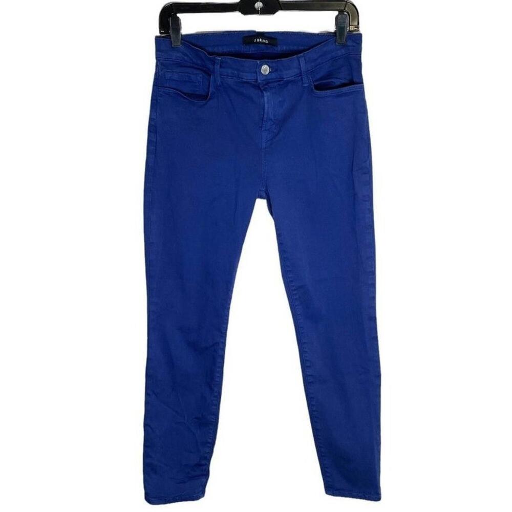 J Brand Womens Mid Rise Stretch Skinny Crop Royal Blue Print Denim Jeans Size 31